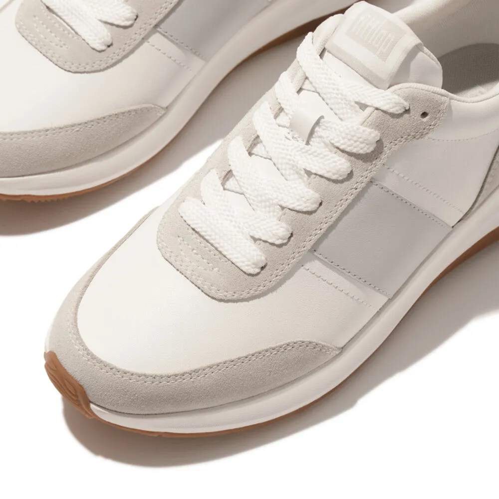 Fitflop F-Mode Flow Leather Mens Suede Sneaker Urban White/ Artic Grey