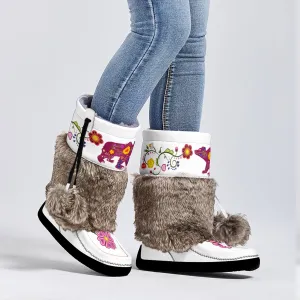 Floral Maskwa Real Leather MocLux with Fur