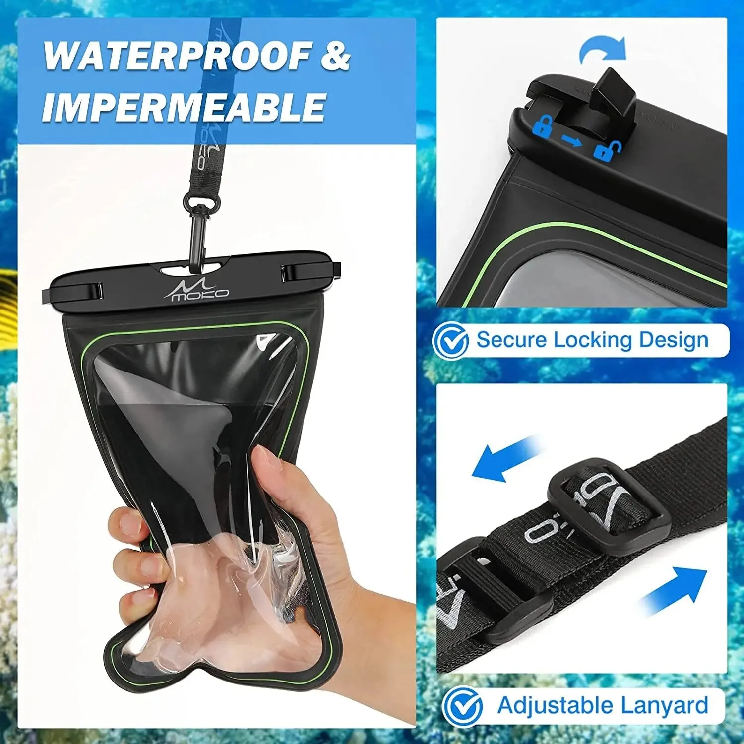 For Iphone 14 13 12 Pro Max Galaxy S23 S22 Ultra 9.5" Large Clear Phone Waterproof Dry Bag/pouch