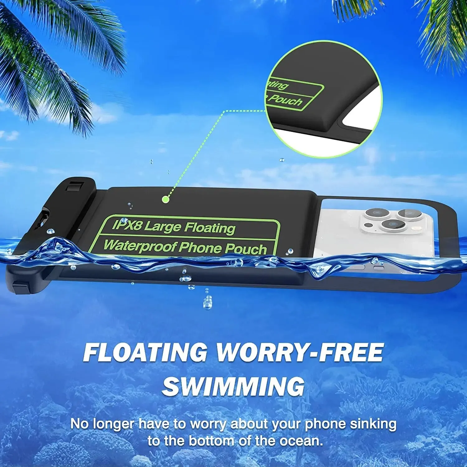For Iphone 14 13 12 Pro Max Galaxy S23 S22 Ultra 9.5" Large Clear Phone Waterproof Dry Bag/pouch