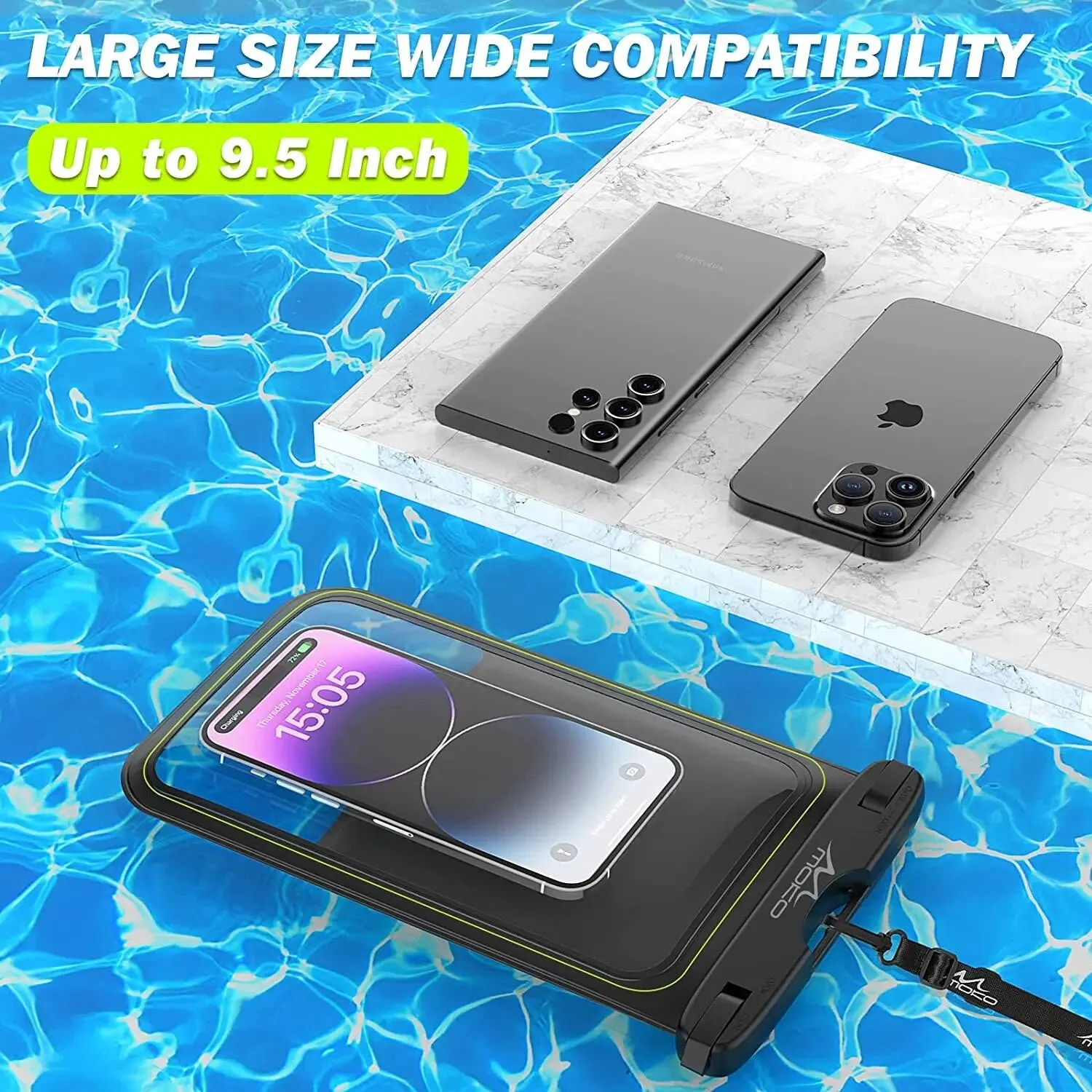 For Iphone 14 13 12 Pro Max Galaxy S23 S22 Ultra 9.5" Large Clear Phone Waterproof Dry Bag/pouch