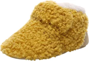 Girls Snow Baby Soft Walkers Boots Cotton Plush First Shoes Infant Boys Warm Baby Shoes Baby Booties with Grippers (Yellow, 3-6 Months)