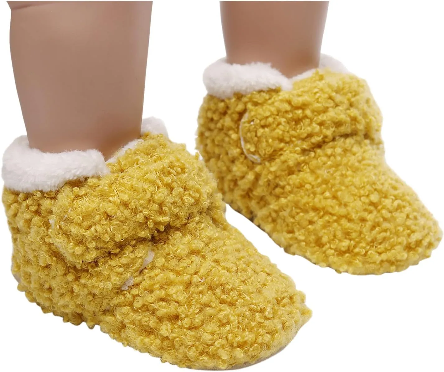 Girls Snow Baby Soft Walkers Boots Cotton Plush First Shoes Infant Boys Warm Baby Shoes Baby Booties with Grippers (Yellow, 3-6 Months)
