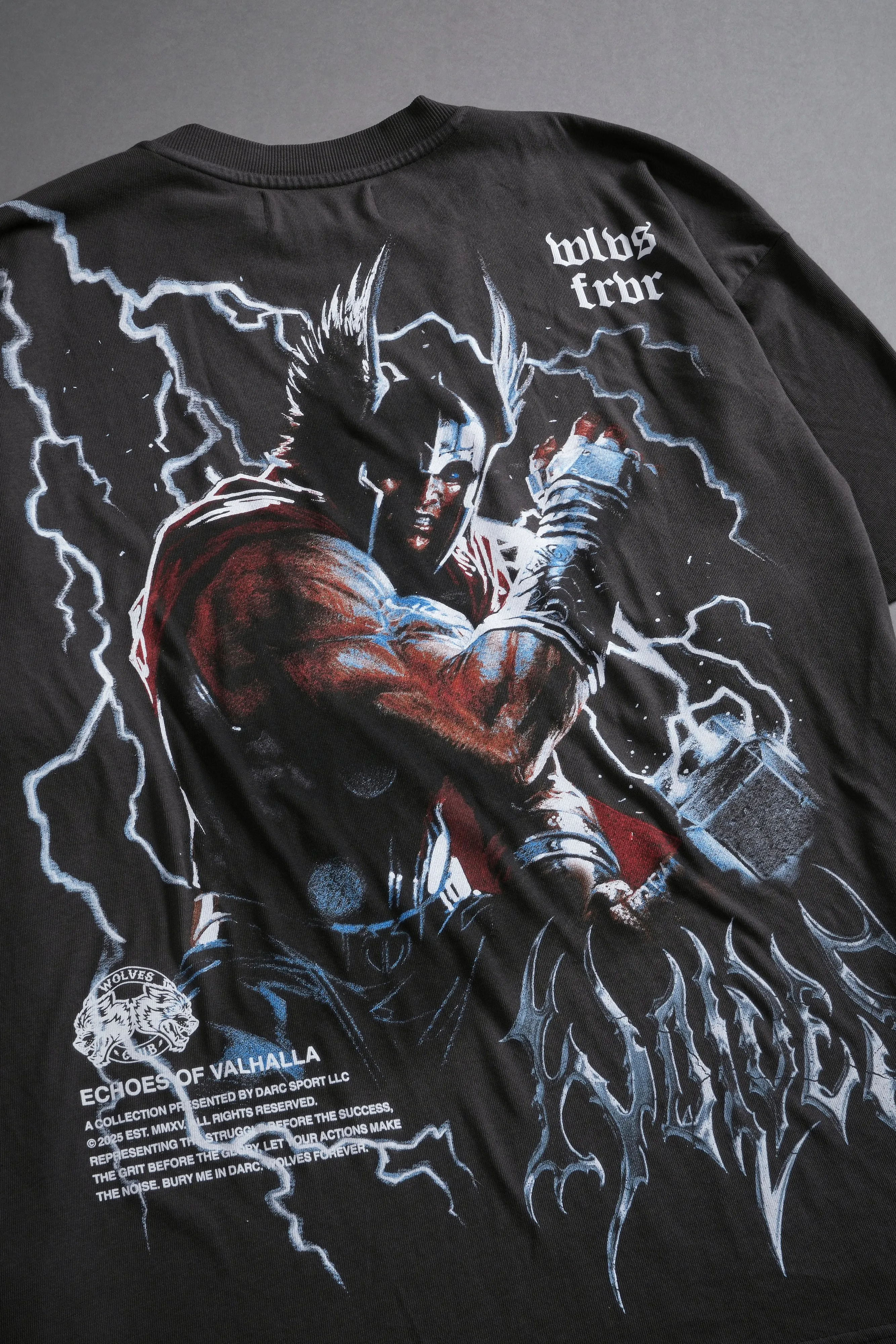 God Of Thunder "Premium" Oversized Tee in Wolf Gray
