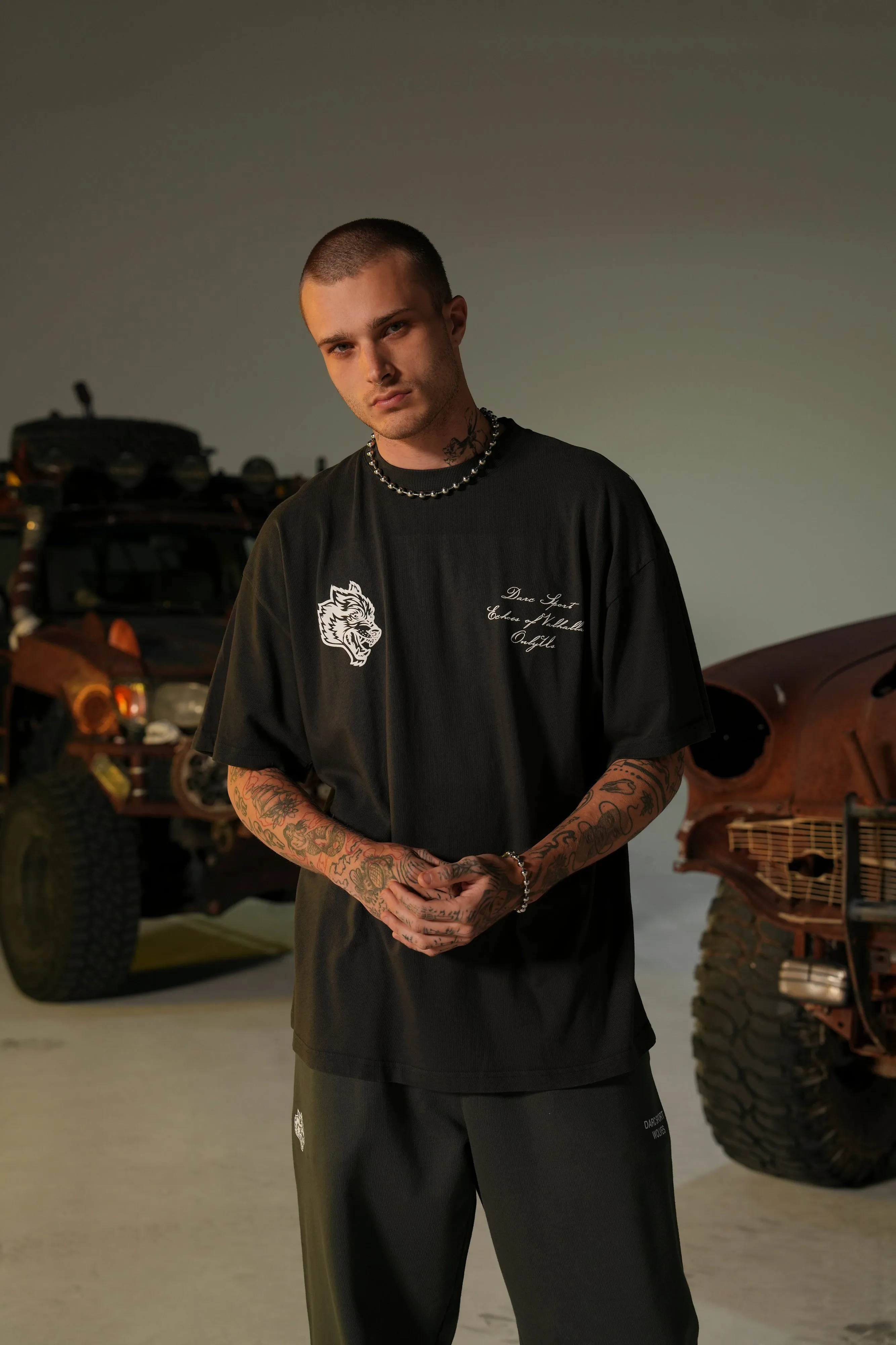 God Of Thunder "Premium" Oversized Tee in Wolf Gray
