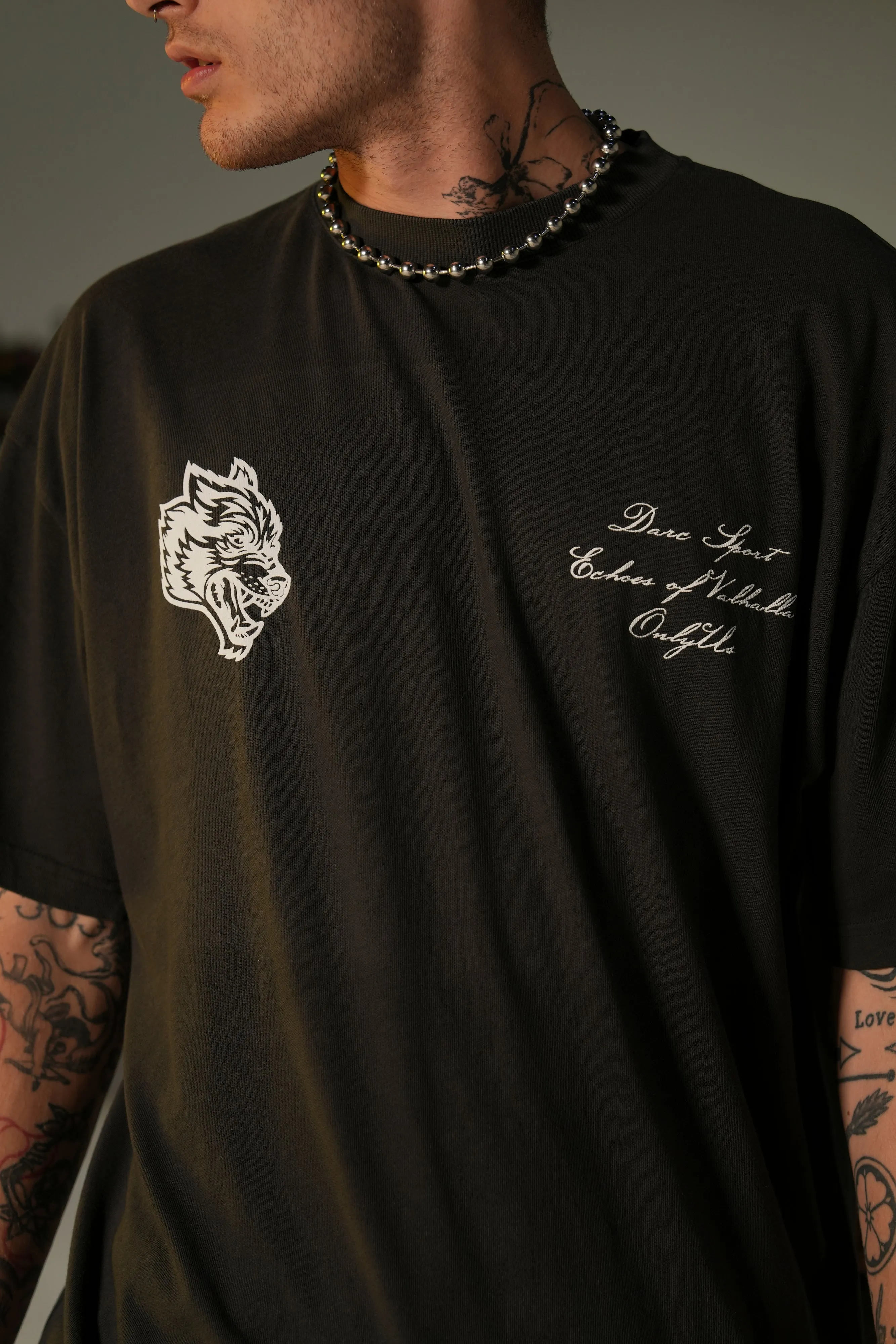 God Of Thunder "Premium" Oversized Tee in Wolf Gray