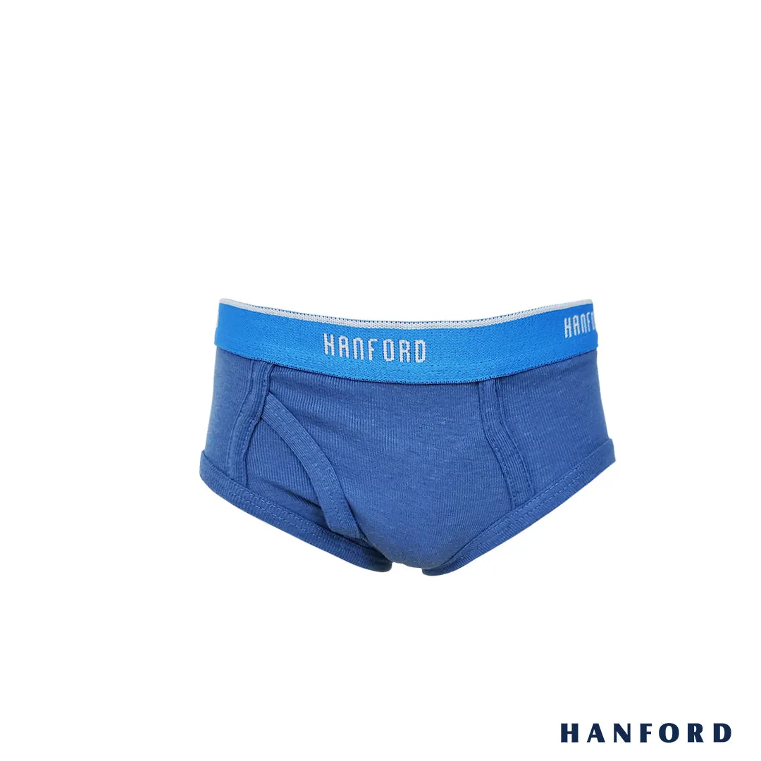 Hanford Kids/Teens Premium Ribbed Cotton Hipster Briefs W/ Fly Opening Scott - Assorted (3in1 Pack)