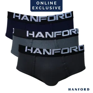 Hanford Men Premium Ribbed Cotton Modern Hipster Briefs Asgard - Assorted (3in1 Pack)