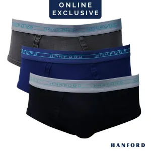 Hanford Men Premium Ribbed Cotton Modern Hipster Briefs Brent - Assorted (3in1 Pack)
