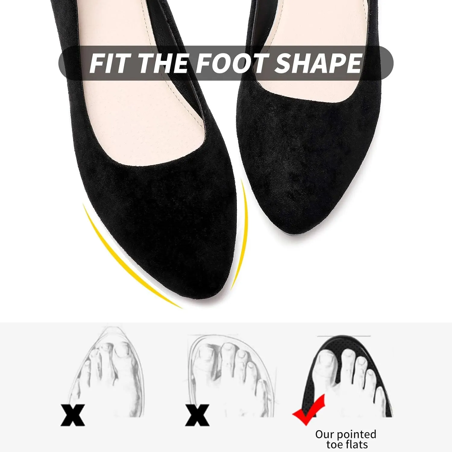 HEAWISH Womens Black Flats Shoes Comfortable Suede Pointed Toe Slip On Casual Ballet Flats Dress Shoes Nude Flats