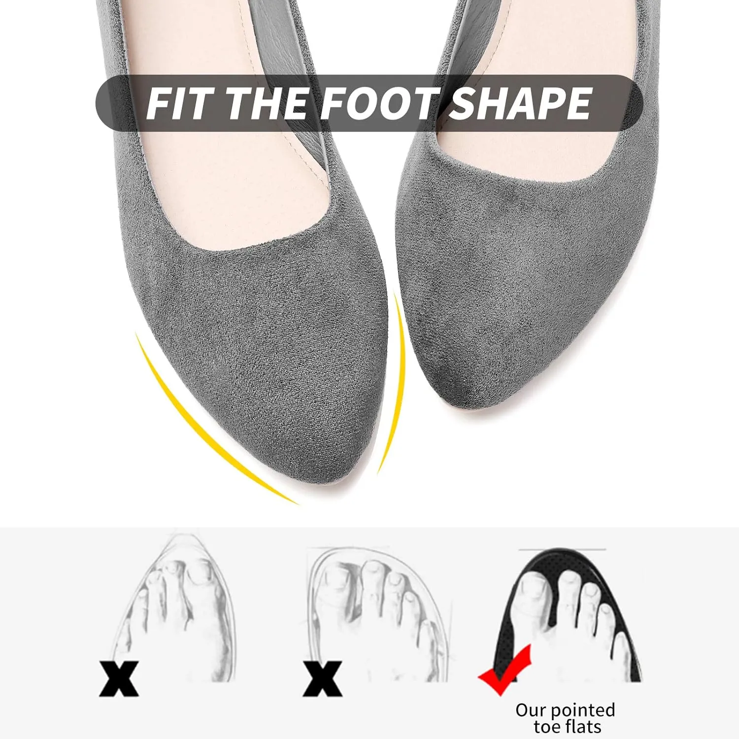 HEAWISH Womens Black Flats Shoes Comfortable Suede Pointed Toe Slip On Casual Ballet Flats Dress Shoes Nude Flats