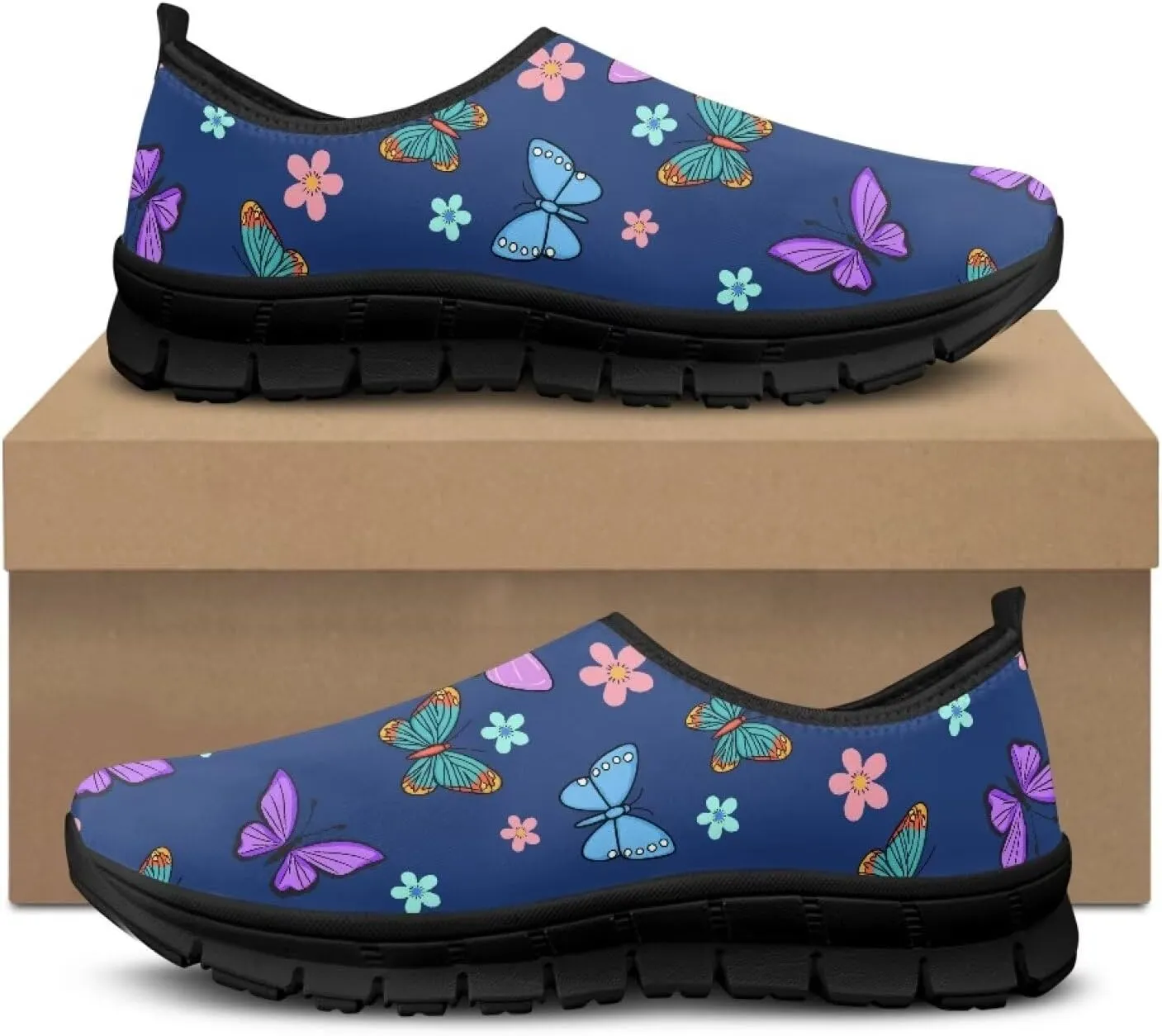 Indoor Outdoor Gym Sneakers Casual House Shoes for Women Classic Soft Breathable and Sweat-Absorbing Walking Loafers for Athletic Size 5.5-11.5 Black Sole