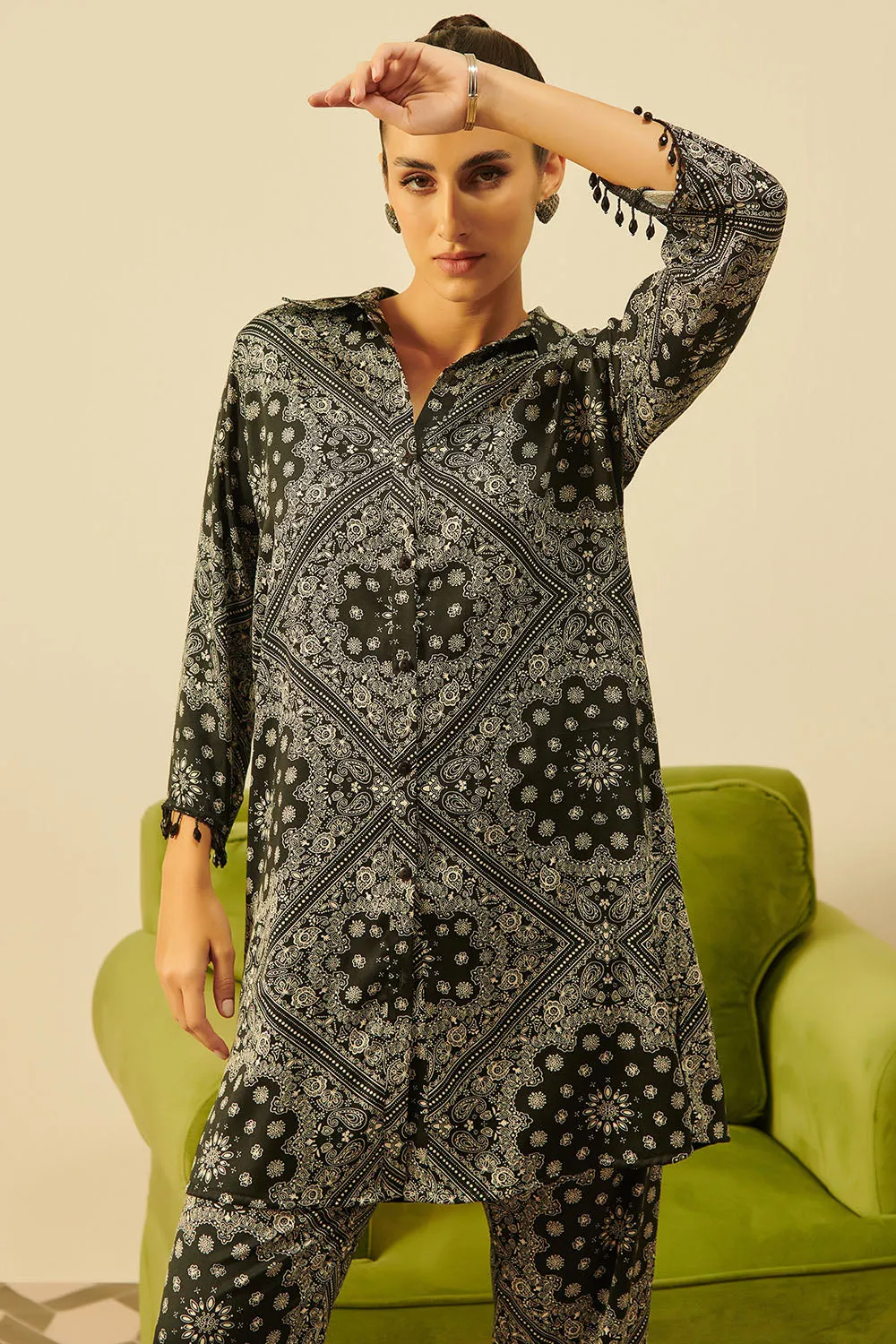 Ivor Black Satin Co-ord