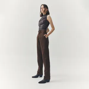 JETT SUEDE BROWN TAILORED PANTS