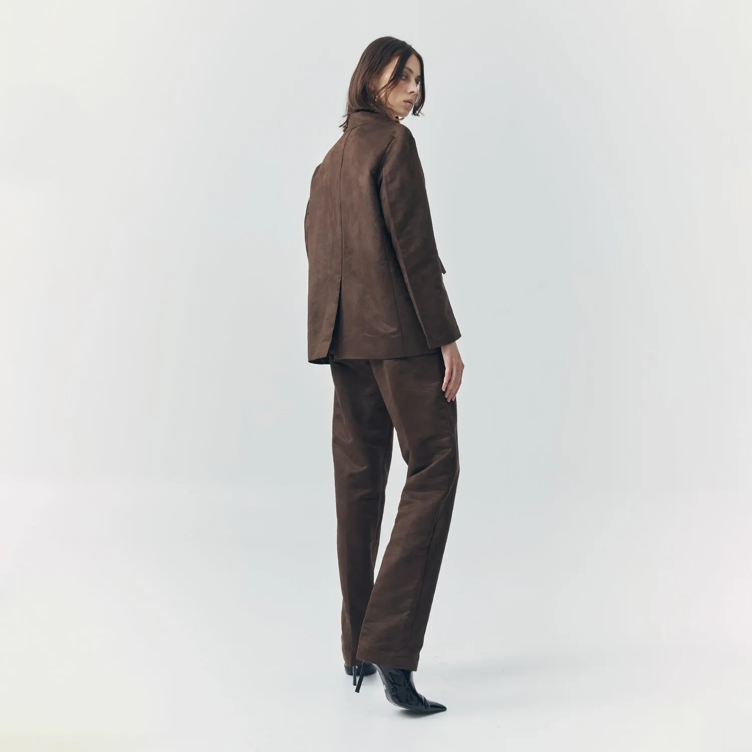 JETT SUEDE BROWN TAILORED PANTS