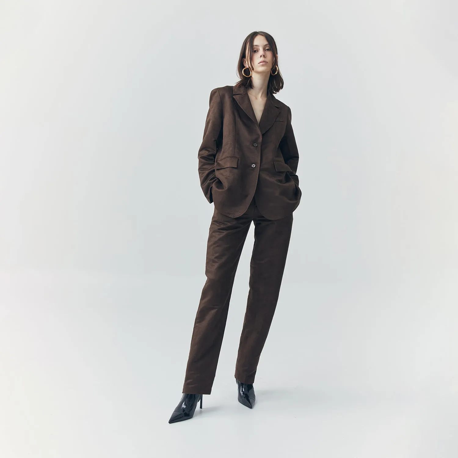 JETT SUEDE BROWN TAILORED PANTS