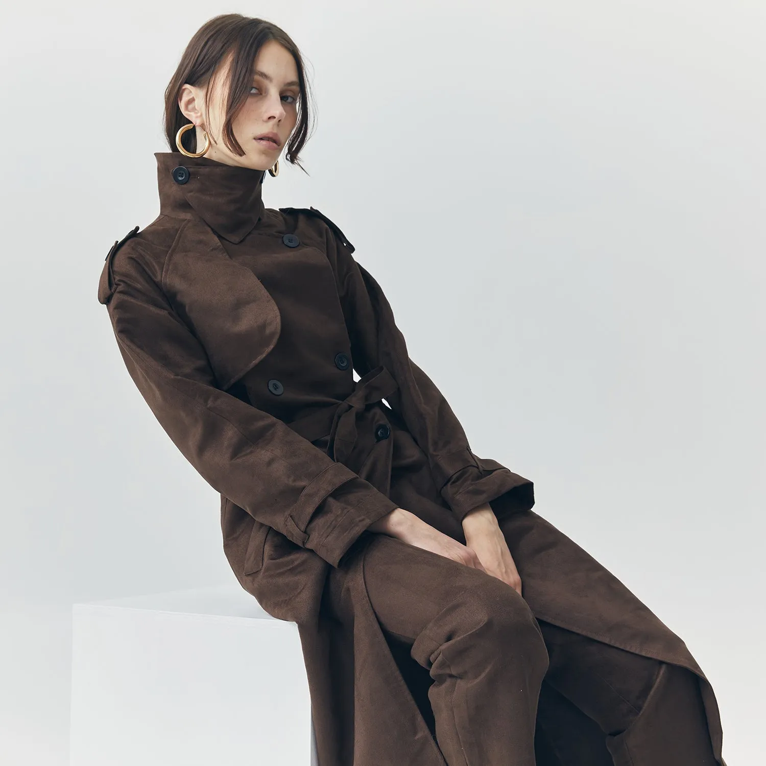 JETT SUEDE BROWN TAILORED PANTS