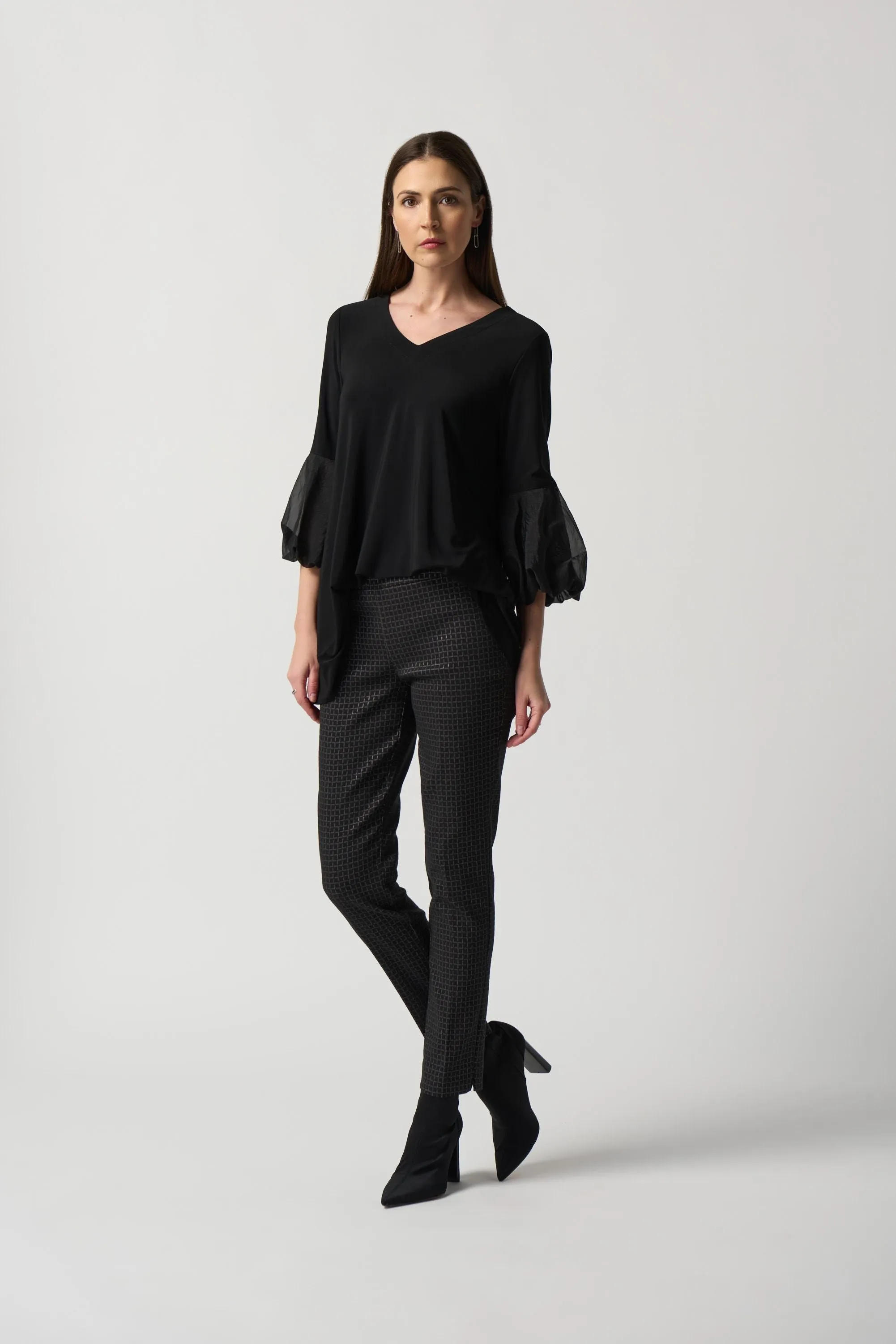 Joseph Ribkoff Woven Jacquard Slim-Fit Pants