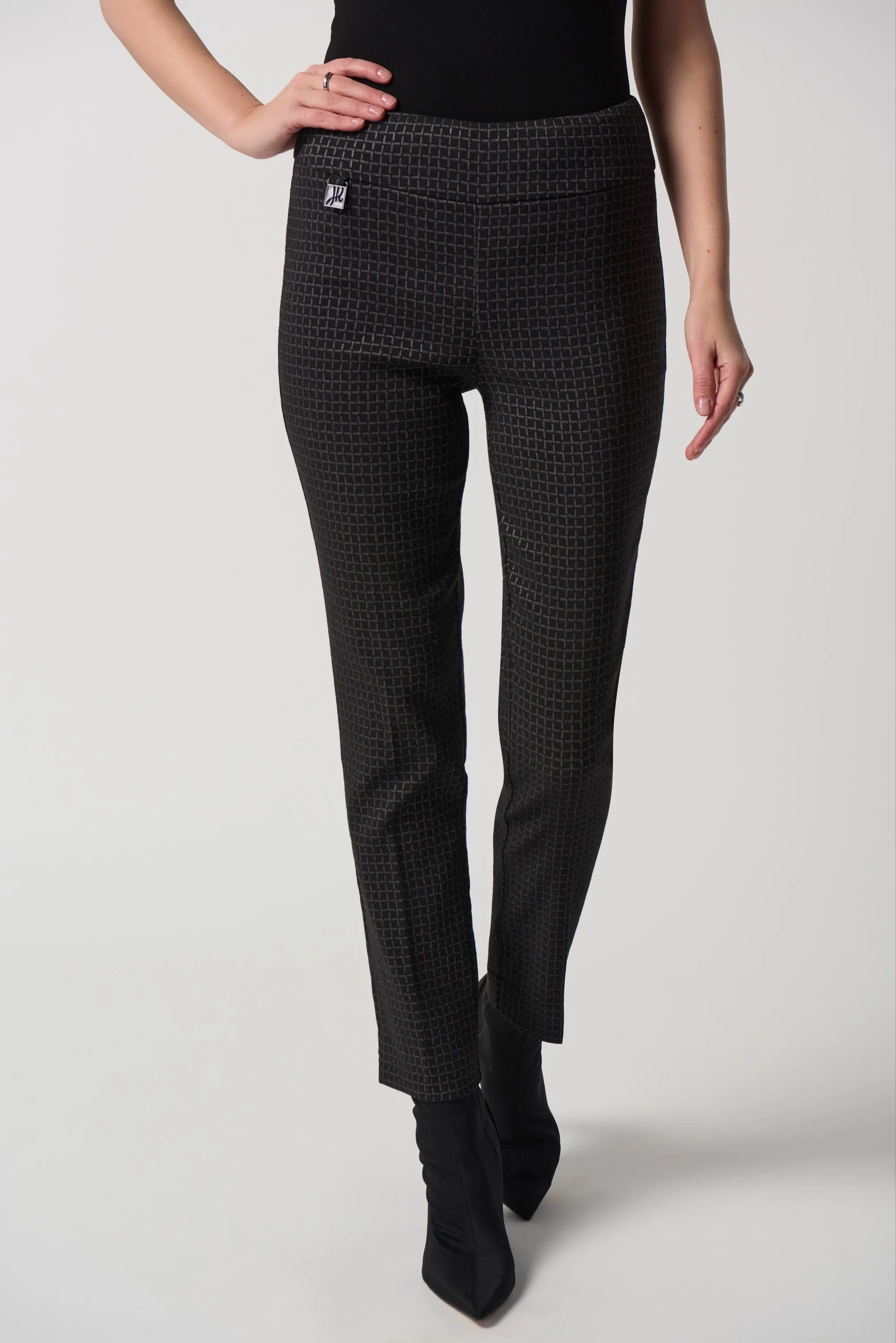 Joseph Ribkoff Woven Jacquard Slim-Fit Pants