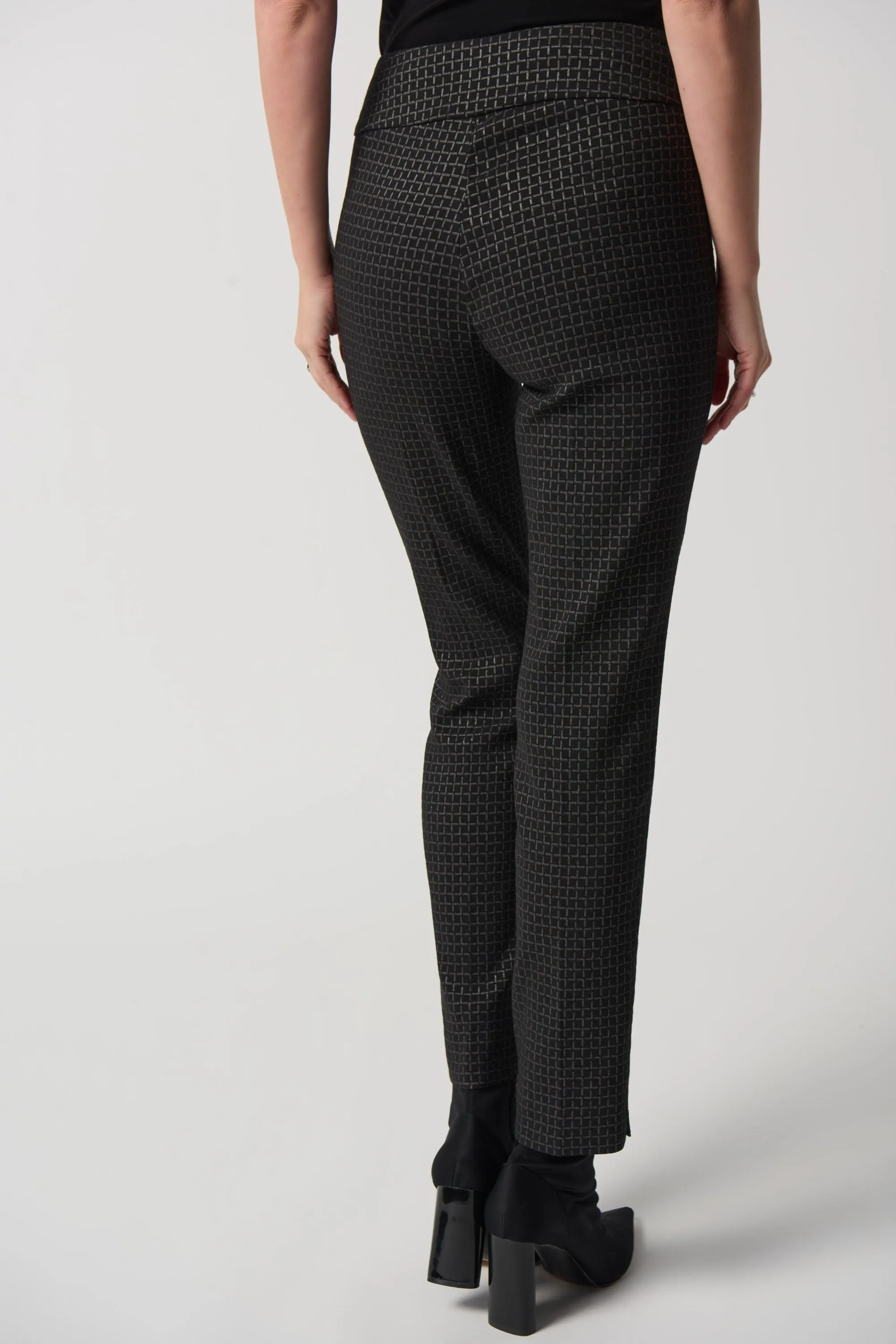 Joseph Ribkoff Woven Jacquard Slim-Fit Pants