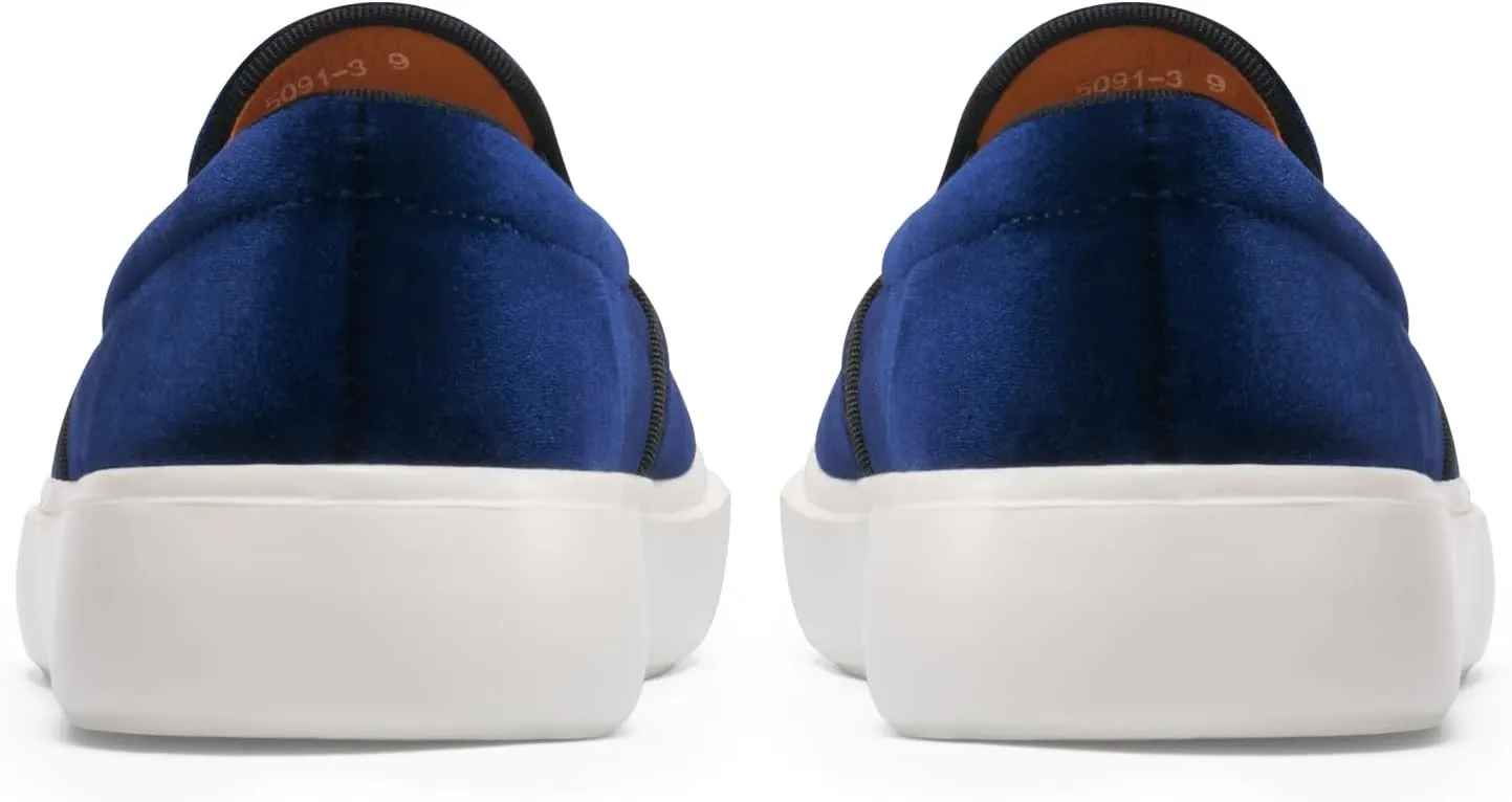 Journey West Men's Fashion Velvet Sneakers with Embroidery Comfortable Slip-On Walking Shoes for Men
