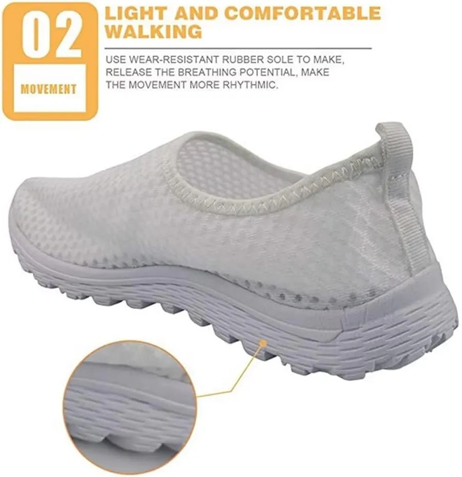 KEIAHUAN Women Flats Sneakers Mesh Breathable Lightweight Sneakers Women's Gym Running Shoes
