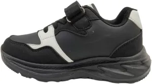 Kids Athletic Sneakers, Black and White, Hook and Loop Closure, EVA Sole
