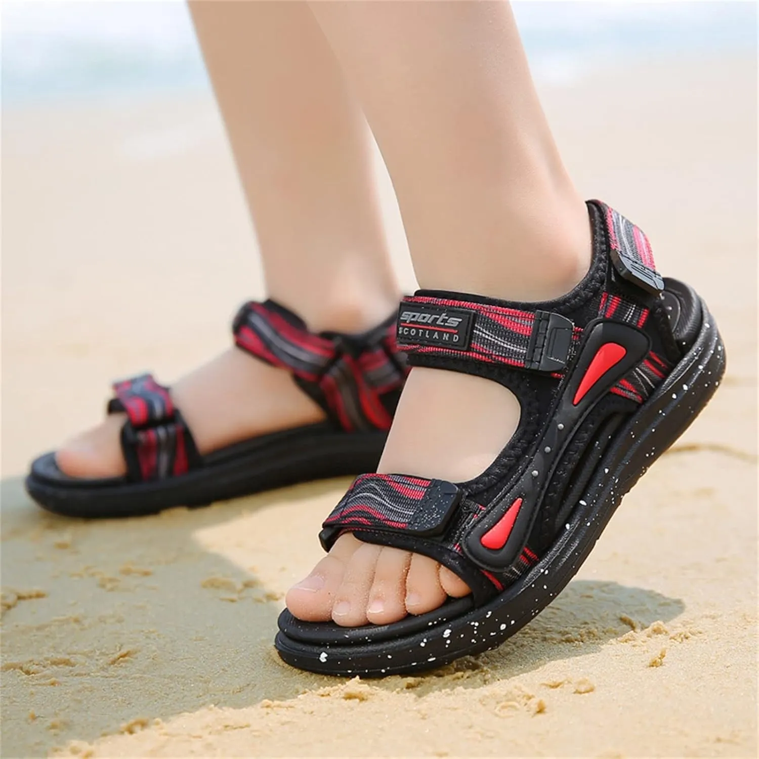 Kids Boys Sports Sandals Outdoor Hiking Beach Open Toe Lightweight Breathable Non Slip On Sandals for Toddler