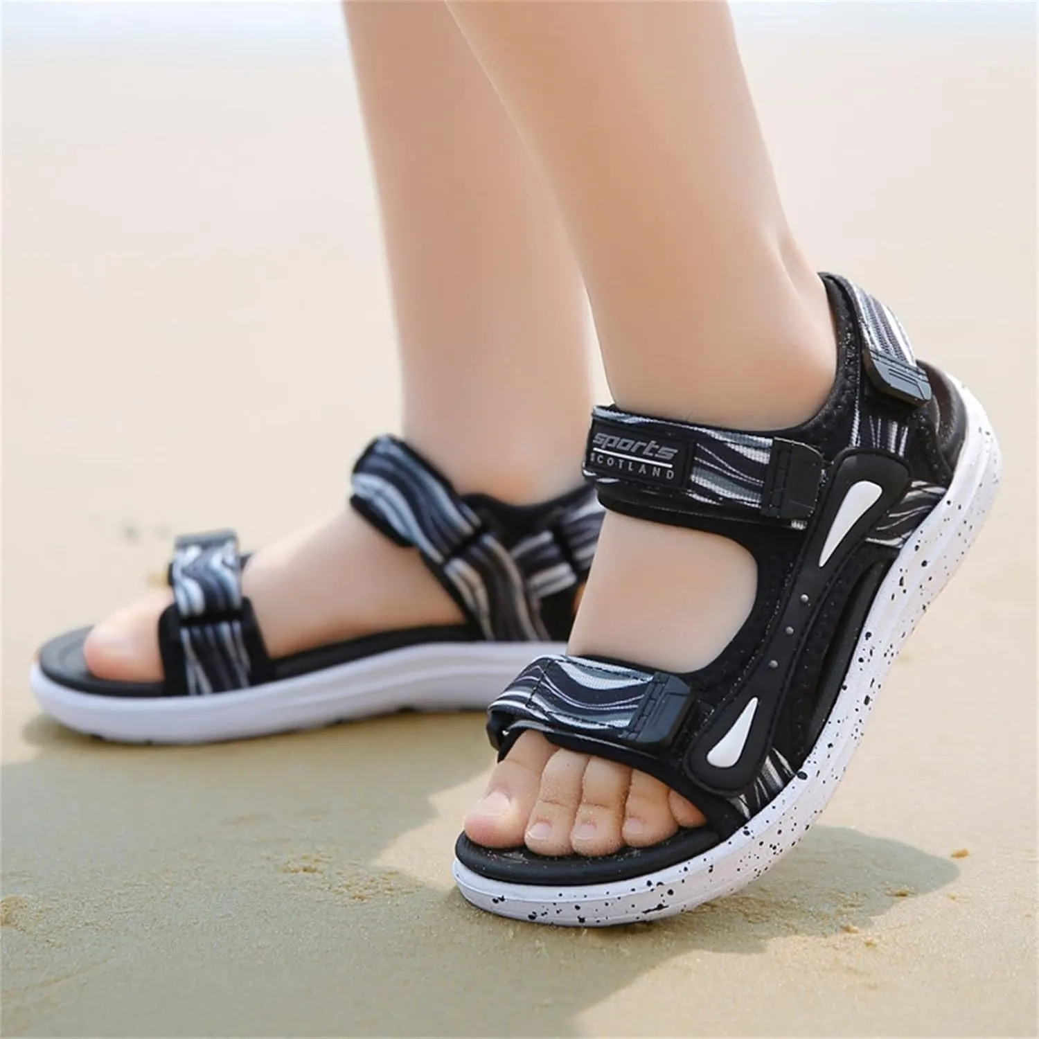 Kids Boys Sports Sandals Outdoor Hiking Beach Open Toe Lightweight Breathable Non Slip On Sandals for Toddler