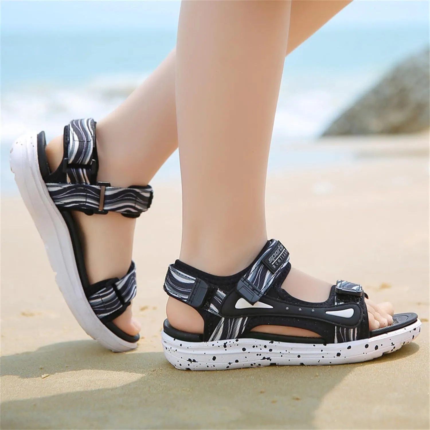 Kids Boys Sports Sandals Outdoor Hiking Beach Open Toe Lightweight Breathable Non Slip On Sandals for Toddler