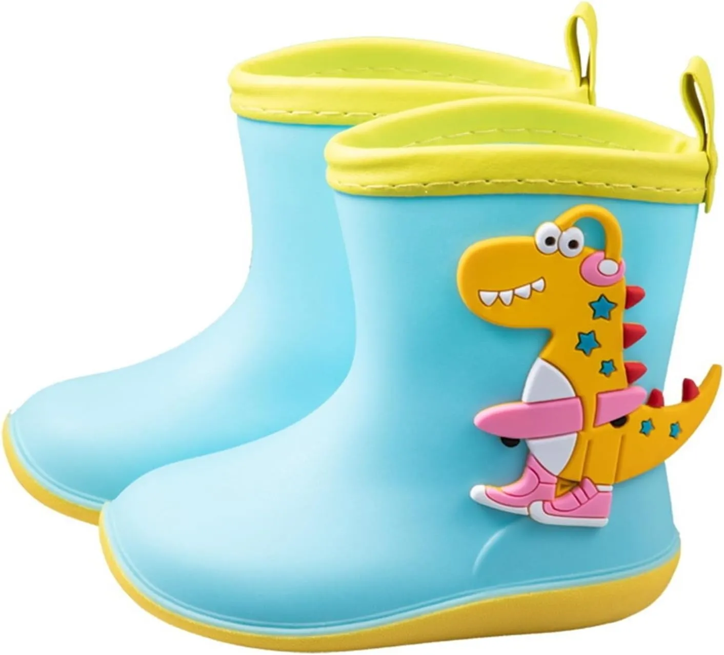 Kids Rubber Rain Boots Toddler Non Slip Water Shoes Cute Cartoon Dinosaur Waterproof Boots for Boys Boys' Snow Boots