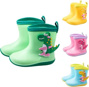 Kids Rubber Rain Boots Toddler Non Slip Water Shoes Cute Cartoon Dinosaur Waterproof Boots for Boys Boys' Snow Boots