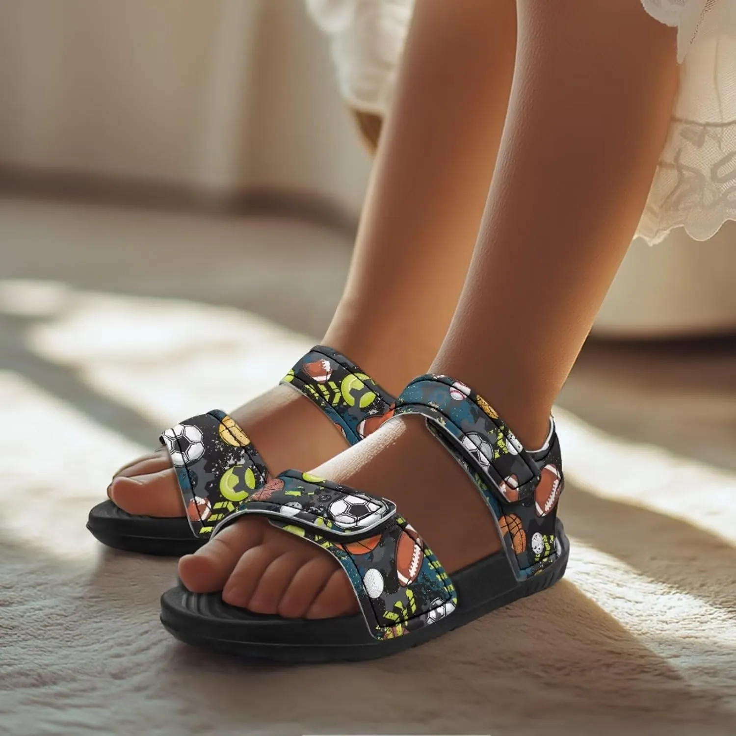 Kids Sandals for Boys Slip On Summer Shoes Kids Slide Sandals Double Bukle Strap Comfort Casual Summer Beach Shoes