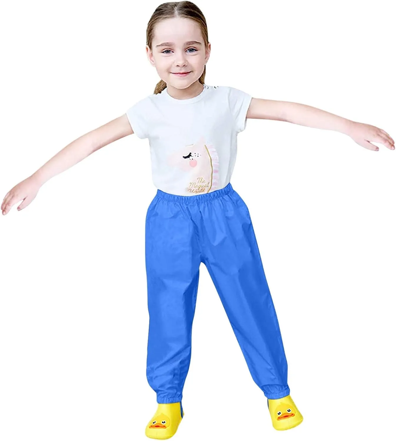 Kids Waterproof Rain Pant Outdoor Lightweight Cozy Rainwear Waterproof Rain Pants for Toddlers Kids