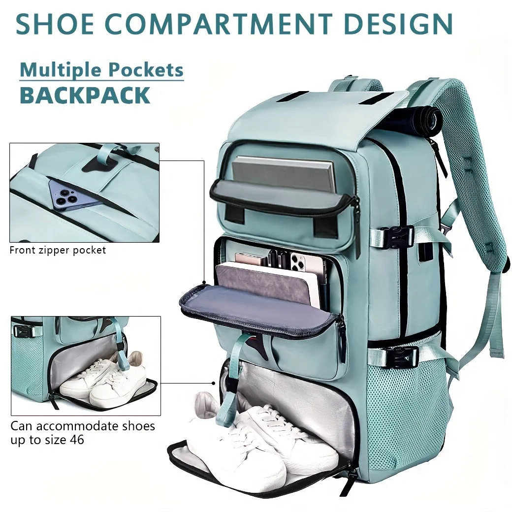 Large Capacity Laptop Travel Backpack with Shoe Compartment - Suitable For Business, Travel And College