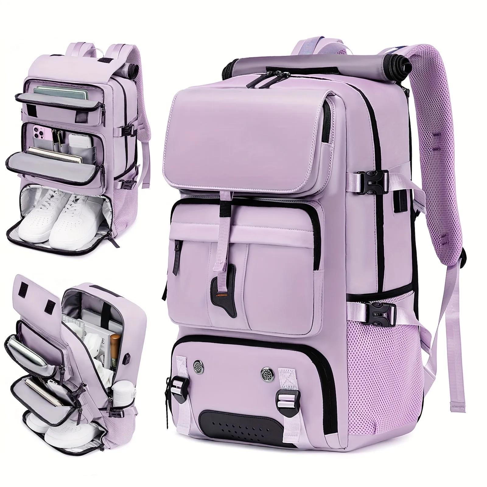 Large Capacity Laptop Travel Backpack with Shoe Compartment - Suitable For Business, Travel And College