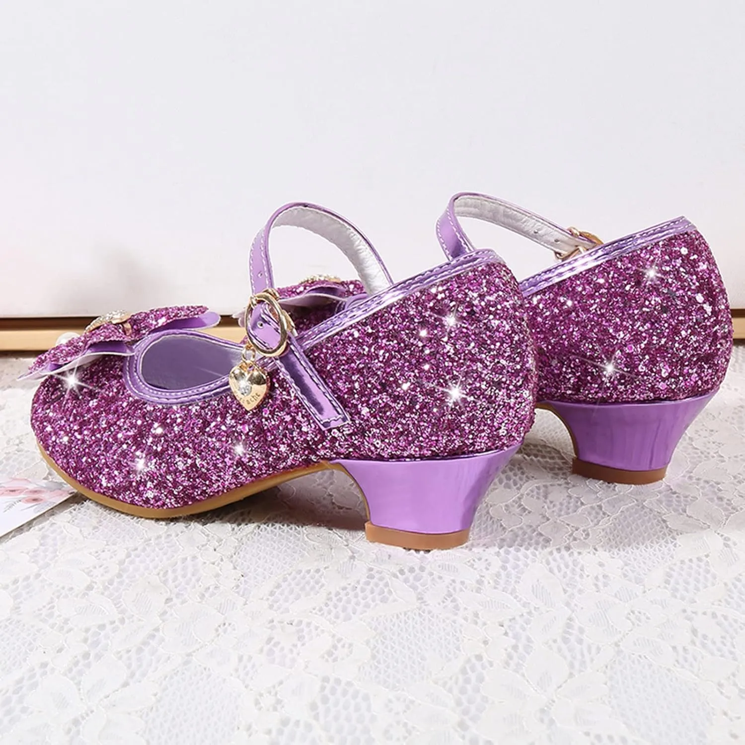 Little Girls Dress Pumps Glitter Sequins Low Heels Mary Jane Kids Party Dance Shoes Rhinestone Sandals