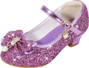 Little Girls Dress Pumps Glitter Sequins Low Heels Mary Jane Kids Party Dance Shoes Rhinestone Sandals