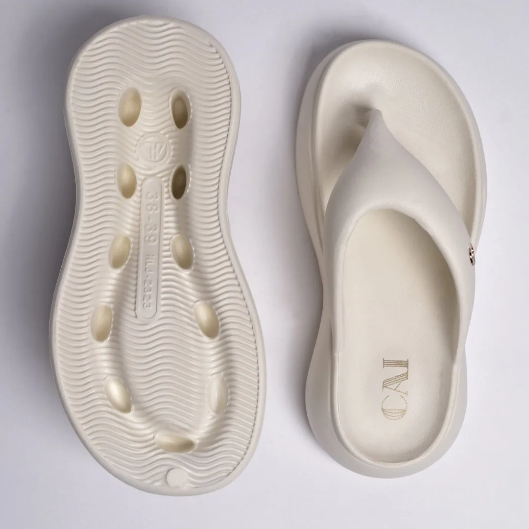 Marshmallow White Thong Slides