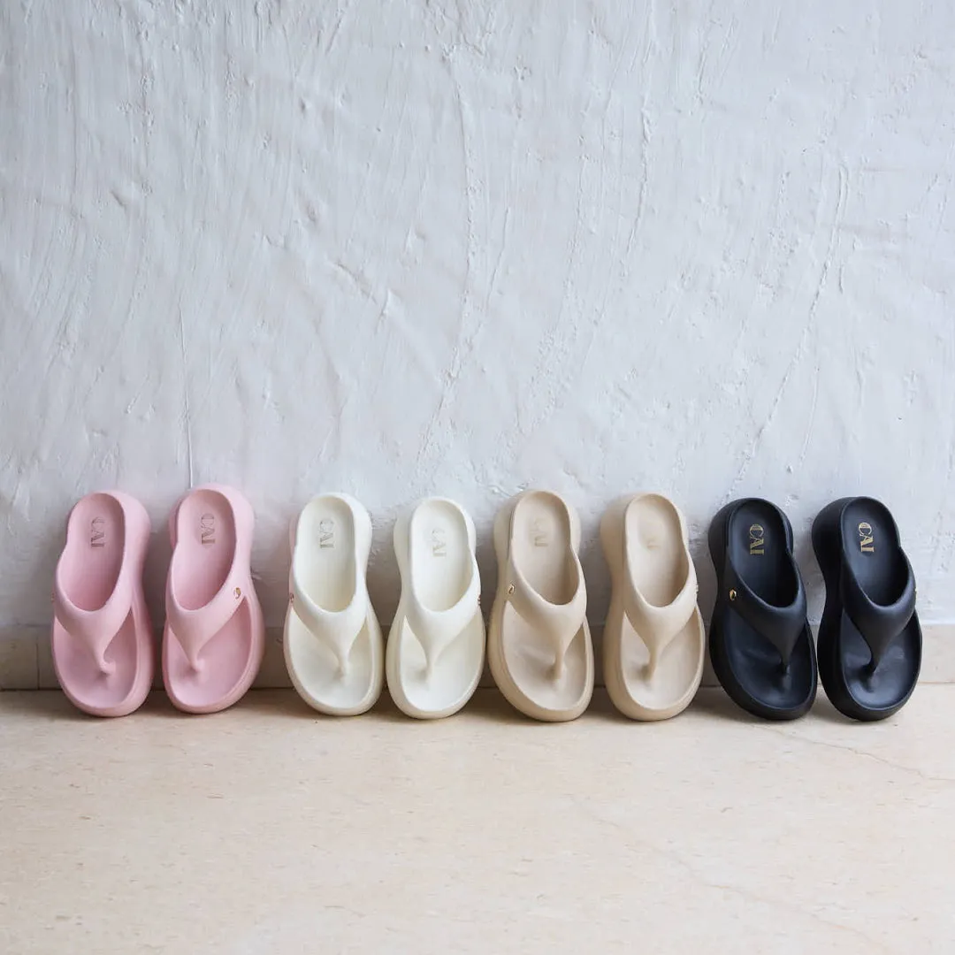 Marshmallow White Thong Slides