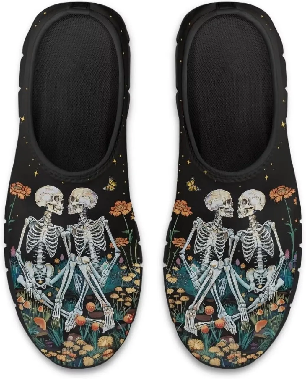 Men's Skull Casual Shoes Low Cut Sports Sneakers Slip On Flat Loafers Non-Slip Comfortable Running Shoes for Outdoor