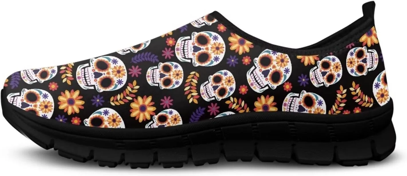 Men's Skull Casual Shoes Low Cut Sports Sneakers Slip On Flat Loafers Non-Slip Comfortable Running Shoes for Outdoor