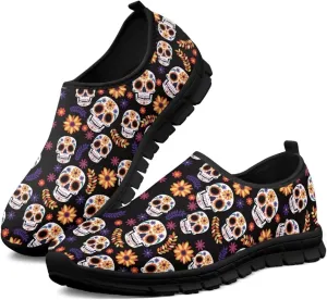 Men's Skull Casual Shoes Low Cut Sports Sneakers Slip On Flat Loafers Non-Slip Comfortable Running Shoes for Outdoor