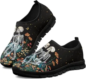 Men's Skull Casual Shoes Low Cut Sports Sneakers Slip On Flat Loafers Non-Slip Comfortable Running Shoes for Outdoor