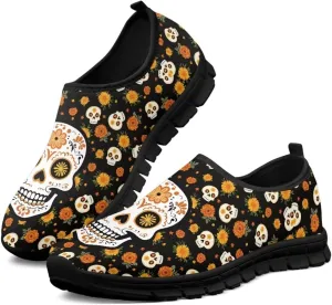 Men's Skull Casual Shoes Low Cut Sports Sneakers Slip On Flat Loafers Non-Slip Comfortable Running Shoes for Outdoor