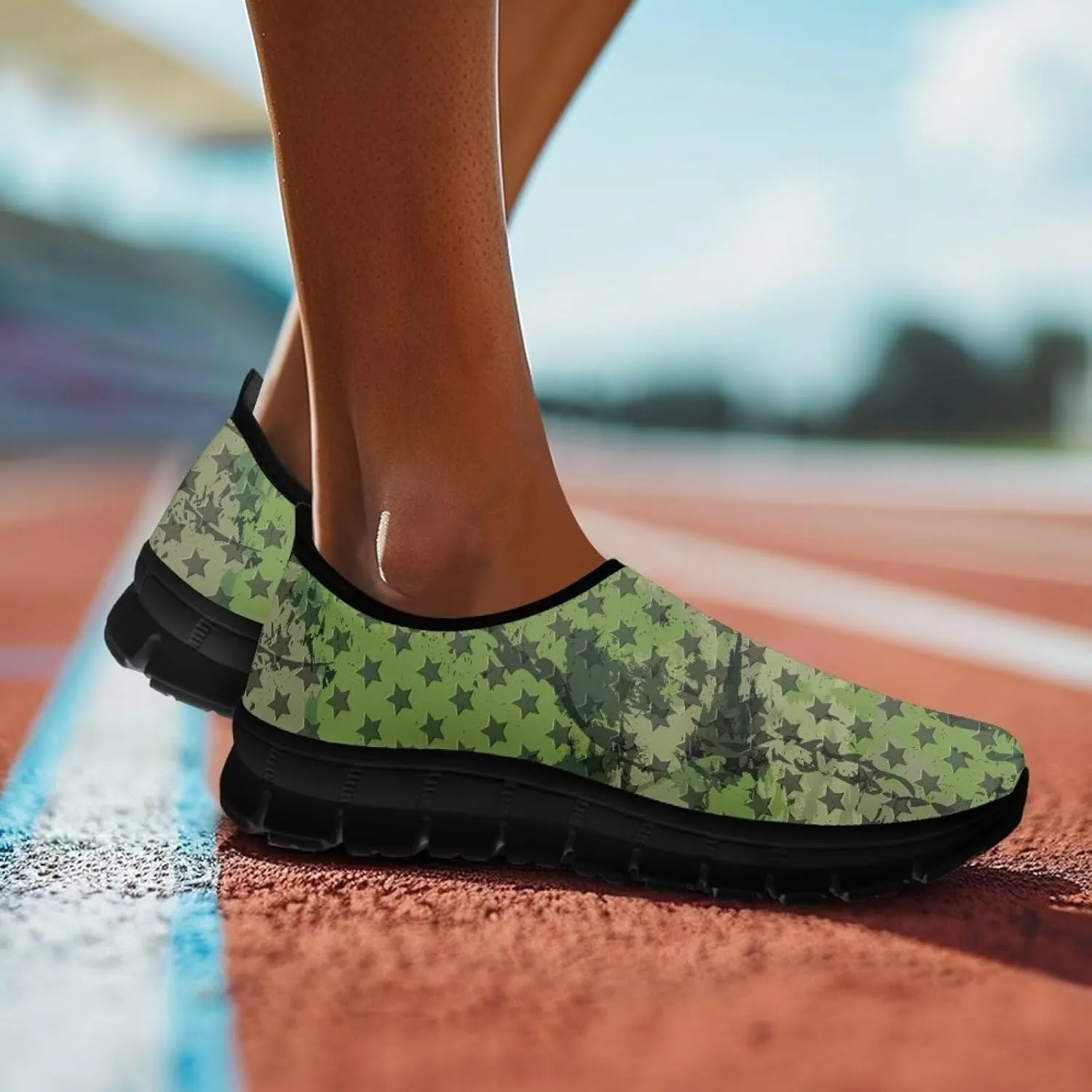 Mens Slip On Casual Shoes Flat Loafers Camouflage Sports Sneakers Non-Slip Comfortable Low Top Outdoor Running Shoes