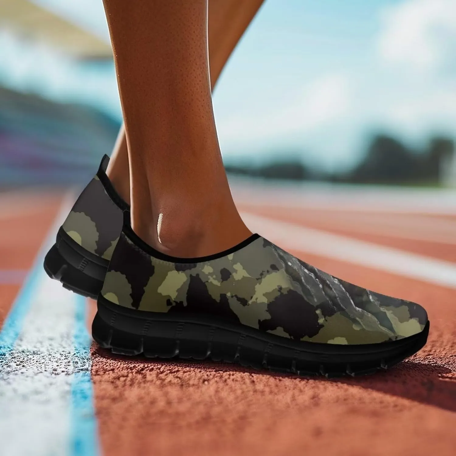 Mens Slip On Casual Shoes Flat Loafers Camouflage Sports Sneakers Non-Slip Comfortable Low Top Outdoor Running Shoes