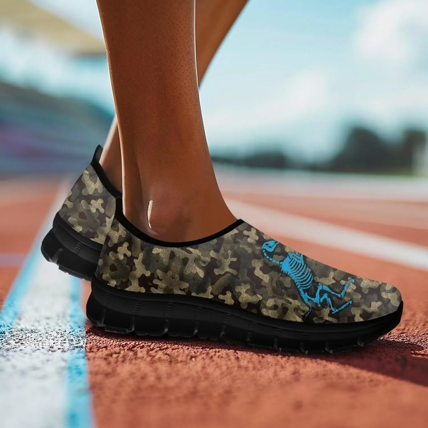 Mens Slip On Casual Shoes Flat Loafers Camouflage Sports Sneakers Non-Slip Comfortable Low Top Outdoor Running Shoes