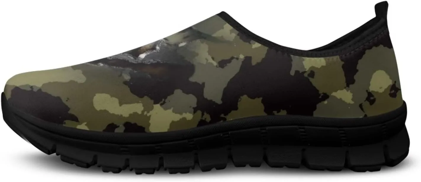 Mens Slip On Casual Shoes Flat Loafers Camouflage Sports Sneakers Non-Slip Comfortable Low Top Outdoor Running Shoes