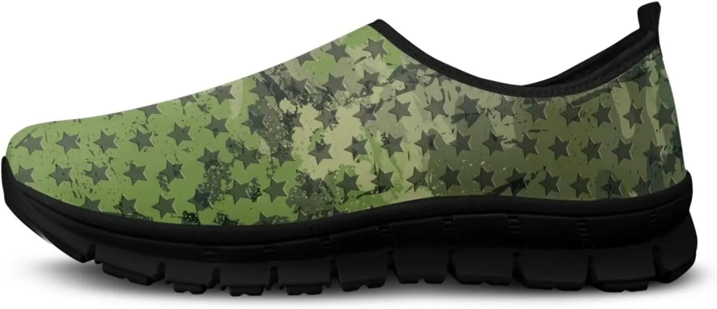 Mens Slip On Casual Shoes Flat Loafers Camouflage Sports Sneakers Non-Slip Comfortable Low Top Outdoor Running Shoes